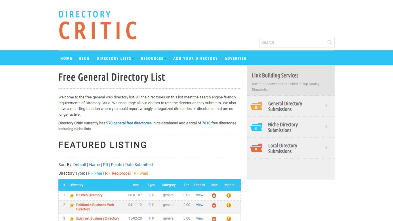 Free Web Directories - Lists of Free Directories - Directory Critic